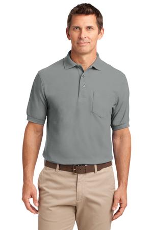 Port Authority K500P Silk Touch Polo with Pocket in Cool Grey