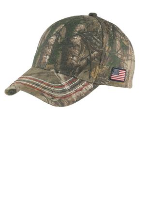 Port Authority C909 Americana Contrast Stitch Camouflage Cap — Front