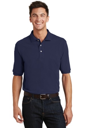 Port Authority K420P Heavyweight Cotton Pique Polo with Pocket — Front