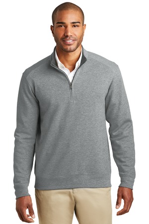 Port Authority K807 Interlock 1/4-Zip in Medium Heather Grey/ Charcoal Heather