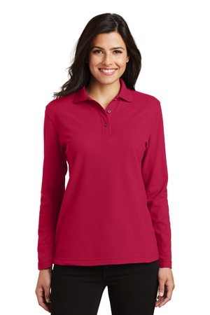 Port Authority L500LS Women's Silk Touch Long Sleeve Polo — Front