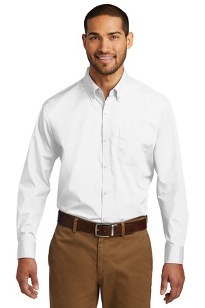 Port Authority W100 Long Sleeve Carefree Poplin Shirt — Front