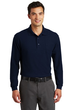 Port Authority K500LSP Long Sleeve Silk Touch Polo with Pocket — Front