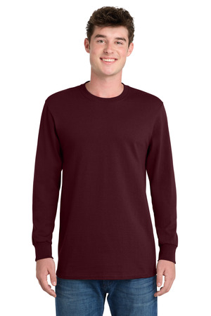 Port & Co PC61LS Long Sleeve Essential Tee in Athletic Maroon