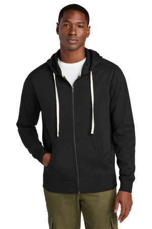 District DT8102 Re-Fleece Full-Zip Hoodie in Black