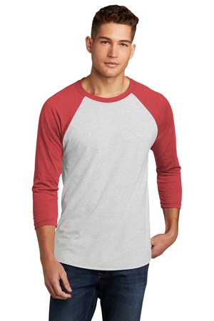 Next Level Apparel NL6051 Adult Tri-Blend 3/4-Sleeve Raglan Tee in VTG Red/ Hthr White