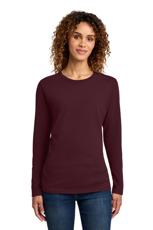 Port & Co LPC54LS Women's Long Sleeve Core Cotton Tee in Athletic Maroon