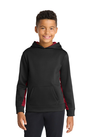 Sport-Tek YST239 Youth Sport-Wick CamoHex Fleece Colorblock Hooded Pullover — Front