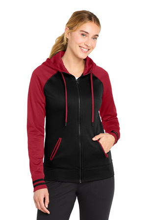 Sport-Tek LST236 Women's Sport-Wick Varsity Fleece Full-Zip Hooded Jacket — Front