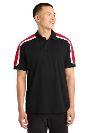 Sport-Tek ST658 Tricolor Shoulder Micropique Sport-Wick Polo — Front