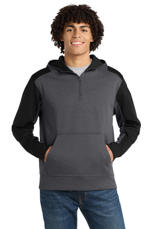 Sport-Tek ST249 Tech Fleece Colorblock 1/4-Zip Hooded Sweatshirt — Front