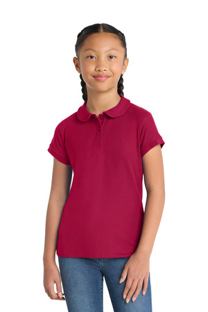 Port Authority YG503 Girls Silk Touch Peter Pan Collar Polo — Front