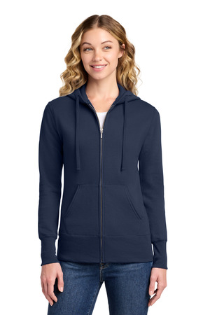 Port & Co LPC78ZH Women's Core Fleece Full-Zip Hooded Sweatshirt — Front