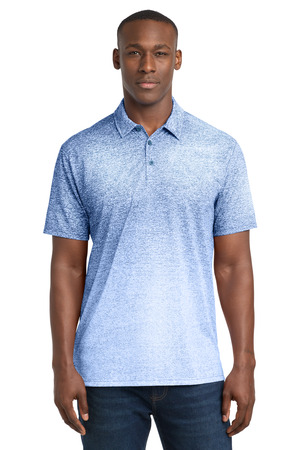 Sport-Tek ST671 Ombre Heather Polo in White/ True Royal