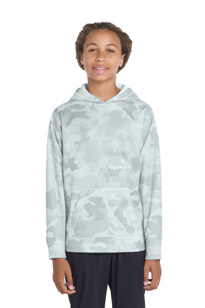 Sport-Tek YST240 Youth Sport-Wick CamoHex Fleece Hooded Pullover — Front