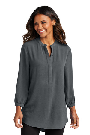 Port Authority LW713 Women's 3/4-Sleeve Textured Crepe Tunic — Front