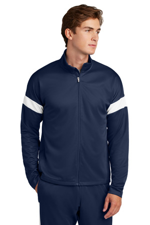 Sport-Tek ST800 Travel Full-Zip Jacket in True Navy/ White