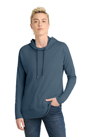 District DT671 Women's Featherweight French Terry Hoodie in Washed Indigo