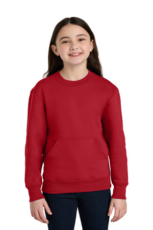 Port & Co PC78YPKT Youth Core Fleece Crewneck Pocket Sweatshirt — Front