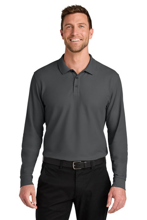 Port Authority K200LS Wearever Signature Pique Long Sleeve Polo in Storm Grey