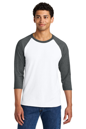 Jerzees 560R Unisex Premium Blend Combed Ring Spun 3/4-Sleeve Raglan in White/ Charcoal Heather