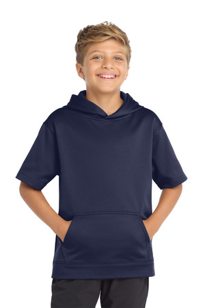 Sport-Tek YST251 Youth Sport-Wick Fleece Short Sleeve Hooded Pullover — Front