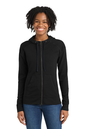 Sport-Tek LST293 Women's PosiCharge Tri-Blend Wicking Fleece Full-Zip Hooded Jacket — Front