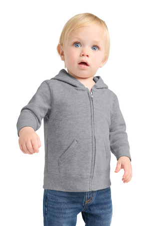 Port & Co CAR78IZH Infant Core Fleece Full-Zip Hooded Sweatshirt in Athletic Heather