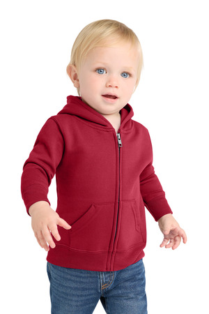 Port & Co CAR78IZH Infant Core Fleece Full-Zip Hooded Sweatshirt — Front