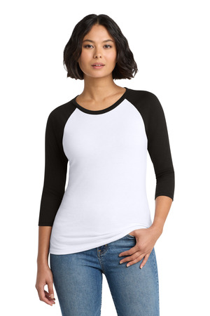 District DM136L Women's Perfect Tri 3/4-Sleeve Raglan — Front