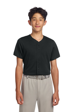 Sport-Tek YST220 Youth PosiCharge Tough Mesh Full-Button Jersey — Front
