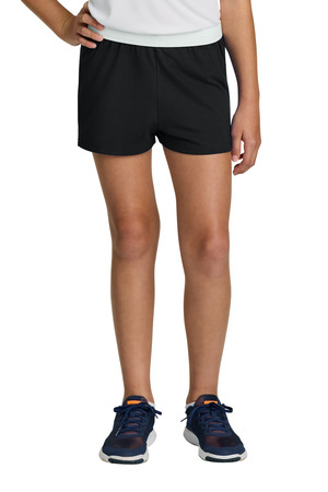 Sport-Tek YGST311 Girls Jersey Knit Squad Short — Front