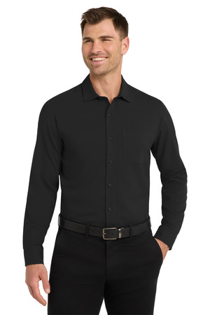 Port Authority W401 Long Sleeve Performance Staff Shirt — Front