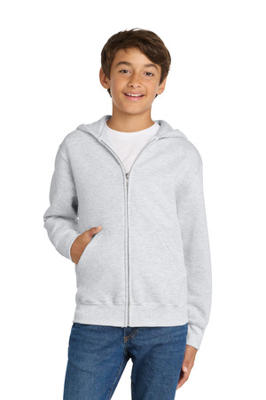 Port & Co PC78YZH Youth Core Fleece Full-Zip Hooded Sweatshirt — Front