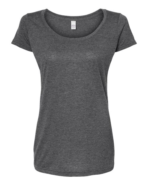 Tultex 243 Women's Poly-Rich Scoop Neck T-Shirt in Heather Charcoal
