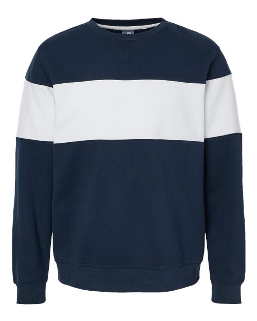 J. America 8646 Unisex Varsity Fleece Crewneck Sweatshirt in Navy