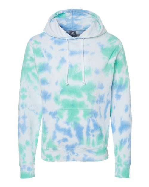 J. America 8861 Men's Tie-Dyed Fleece Hooded Sweatshirt in Lagoon Tie Dye