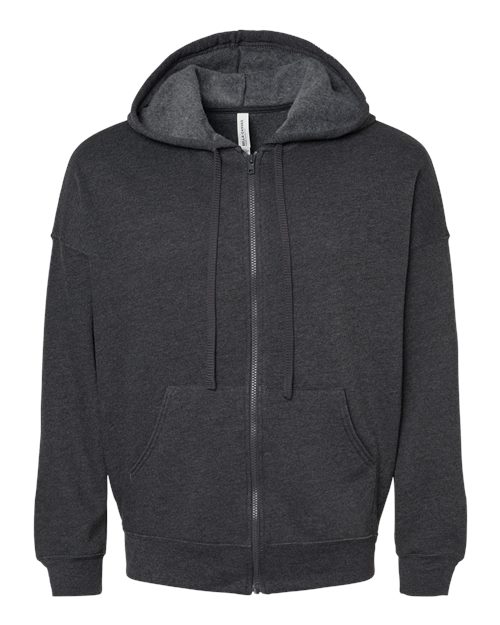 BELLA + CANVAS 3759 Unisex Sponge Fleece DTM Full-Zip Hoodie Sweatshirt in Dark Grey Heather