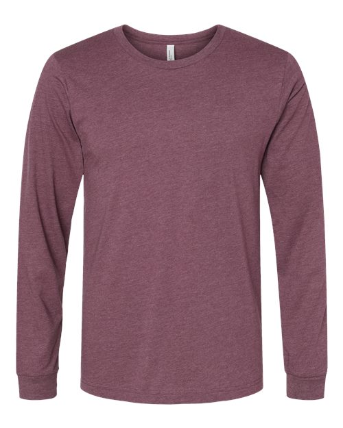 BELLA + CANVAS 3501CVC Heather CVC Long Sleeve Tee in Heather Maroon