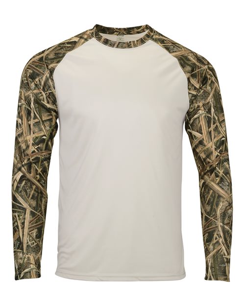 Paragon 236 Men's Jackson Mossy Oak Colorblocked Long Sleeve T-Shirt in Shadow Grass
