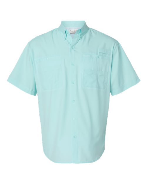 Paragon 700 Men's Hatteras Performance Short Sleeve Fishing Shirt in Aqua Blue
