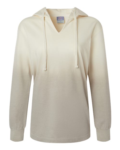 MV Sport W20185 Women's French Terry Ombré Hooded Sweatshirt in Ecru/ Atmosphere