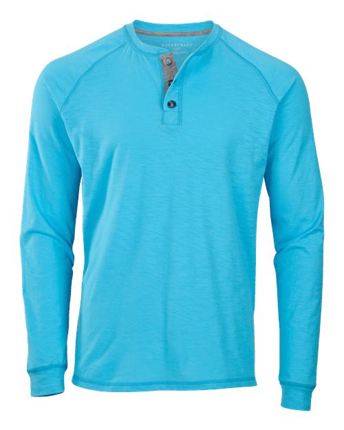 Boxercraft BM3101 Unisex Henley Long Sleeve T-Shirt in Pacific Blue