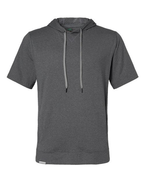 Holloway 222505 Men's Eco Revive™ Ventura Soft Knit Short Sleeve Hooded Sweatshirt in Carbon Heather