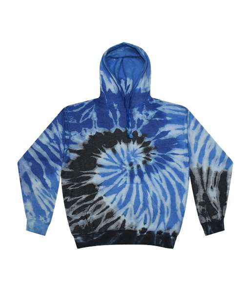 Colortone 8600 Unisex Tie-Dyed Cloud Inside-Out Fleece Hooded Sweatshirt — Front