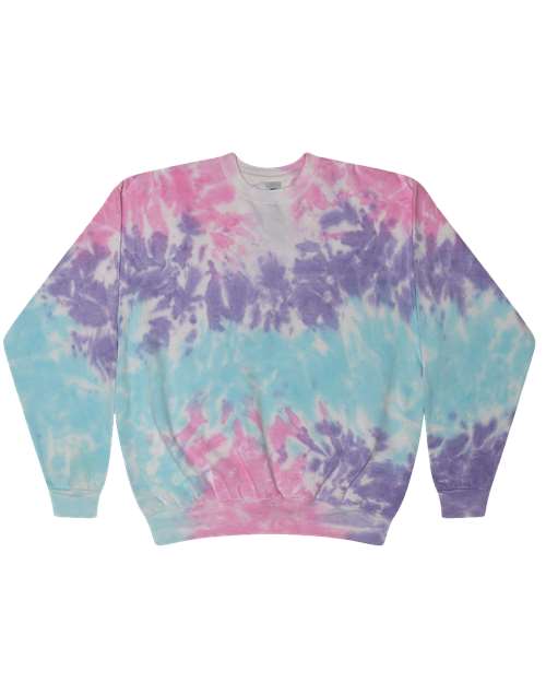 Colortone 8100 Unisex Tie-Dyed Fleece Crewneck Sweatshirt — Front