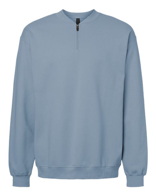 Gildan SF008 Unisex Softstyle® Midweight 1/4 Zip Sweatshirt in Stone Blue