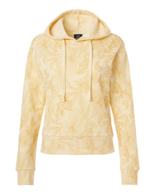 MV Sport W24105 Women's Maddie Floral Print Hooded Sweatshirt in Sun Ray