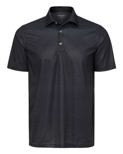 Paragon 155 Men's Aiken Striped Polo in Charcoal Heather/ Black