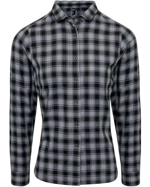 Artisan Collection by Reprime RP350 Women's Mulligan Check Cotton Dress Shirt in Steel/ Black